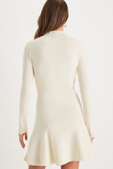 Adorable Intentions Ivory Mock Neck A-Line Mini Sweater Dress