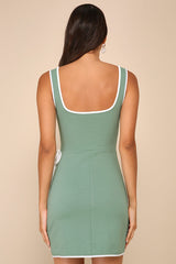Adorable Decision Sage Green Sleeveless Faux-Wrap Mini Dress
