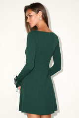 Adored Treatment Emerald Long Sleeve Tie Cuff Mini Dress