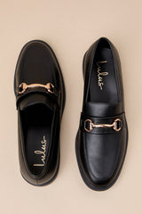 Wrenlie Black Horsebit Loafer Flats
